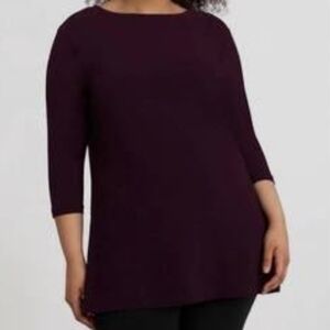 Adrienne Vittadini Rich Purple Knit Sweater Women's Medium Preppy Office Soft